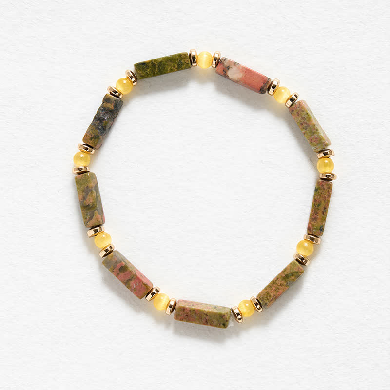 FREE Today: Grounding and Balance Unakite Rectangle Beaded Stretch Bracelet