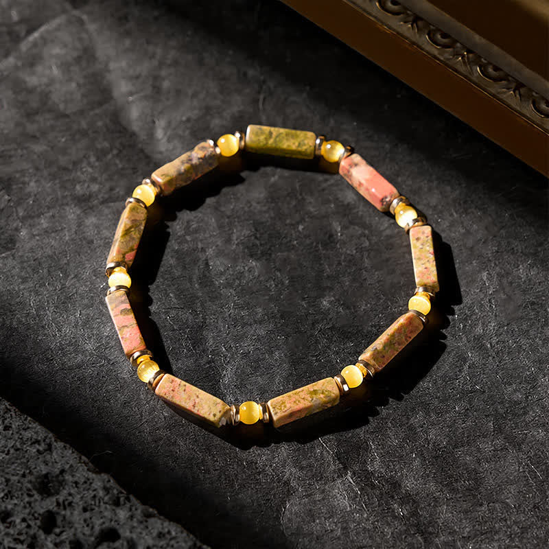 FREE Today: Grounding and Balance Unakite Rectangle Beaded Stretch Bracelet