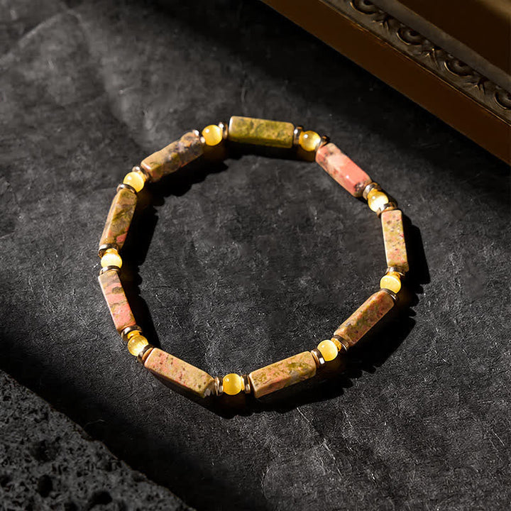 FREE Today: Grounding and Balance Unakite Rectangle Beaded Stretch Bracelet