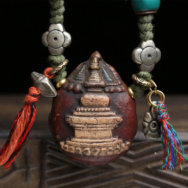 Tibetan Painted Tsa-tsa Tassel Pendant — view 3
