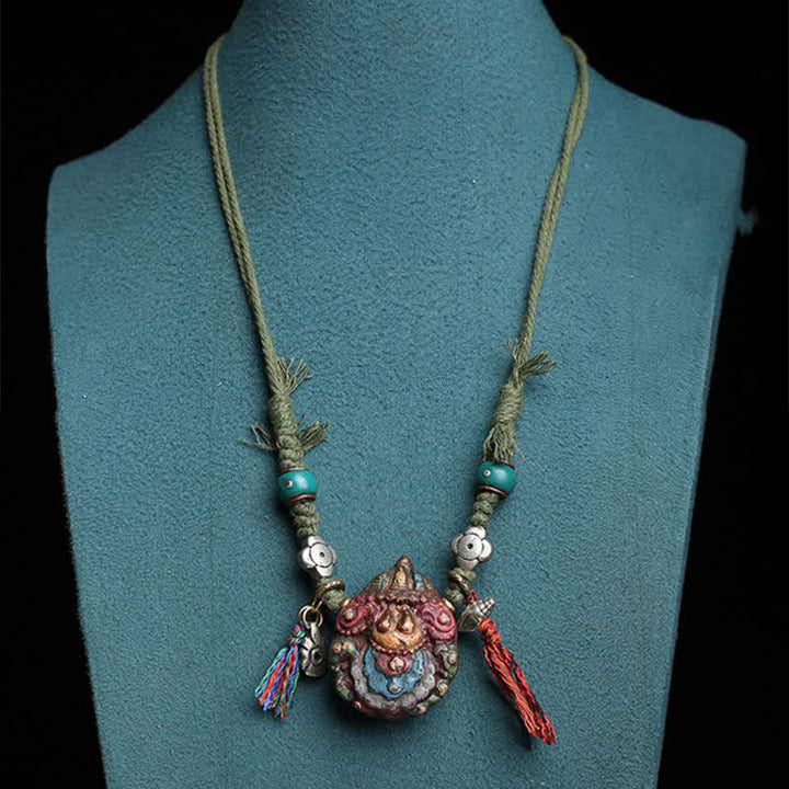 Tibetan Painted Tsa-tsa Tassel Pendant — view 5