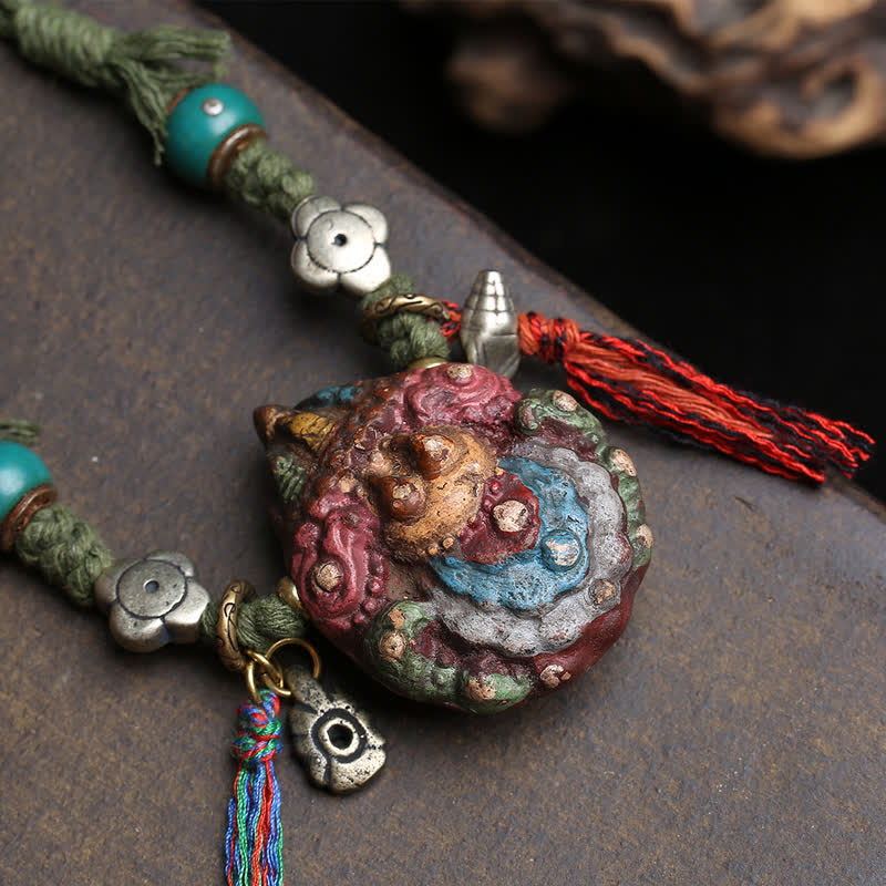 Tibetan Painted Tsa-tsa Tassel Pendant — view 4