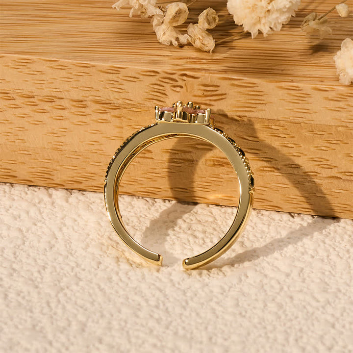 FREE Today: Healing and Enlightenment Copper Lotus Inlaid Floral Open Ring