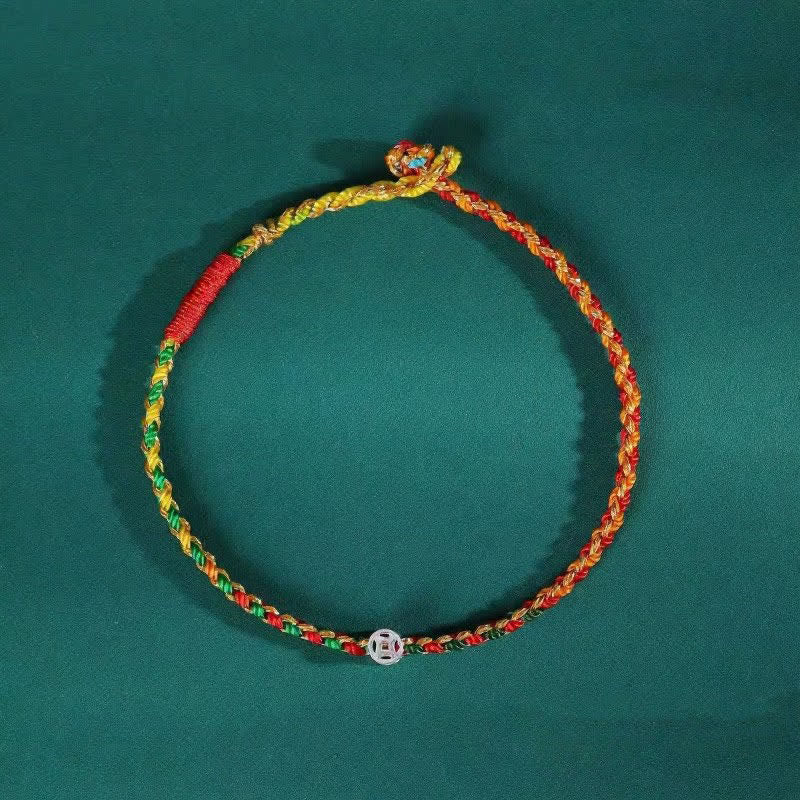 Buddha Stones 925 Sterling Silver Colorful Braided Fortune Bracelet