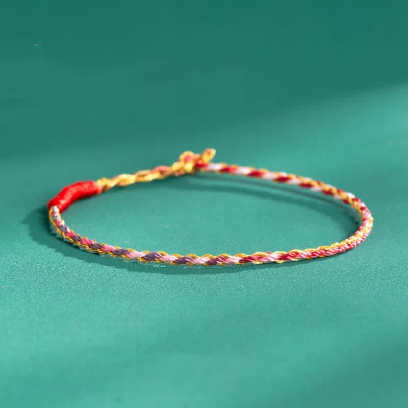 Buddha Stones 925 Sterling Silver Hand-Woven Multicolor Red String Faith Bracelet