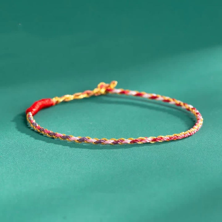 Buddha Stones 925 Sterling Silver Hand-Woven Multicolor Red String Faith Bracelet