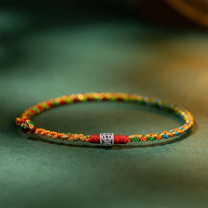 Buddha Stones 925 Sterling Silver Hand-Woven Multicolor Red String Faith Bracelet