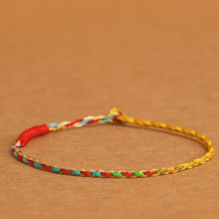 Buddha Stones 925 Sterling Silver Hand-Woven Multicolor Red String Faith Bracelet