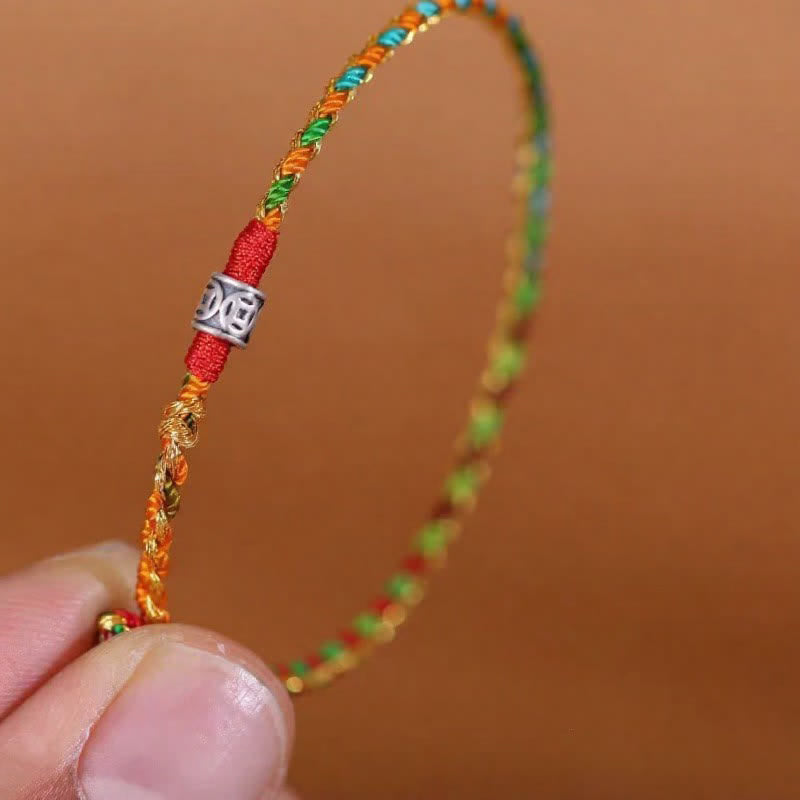 Buddha Stones 925 Sterling Silver Hand-Woven Multicolor Red String Faith Bracelet