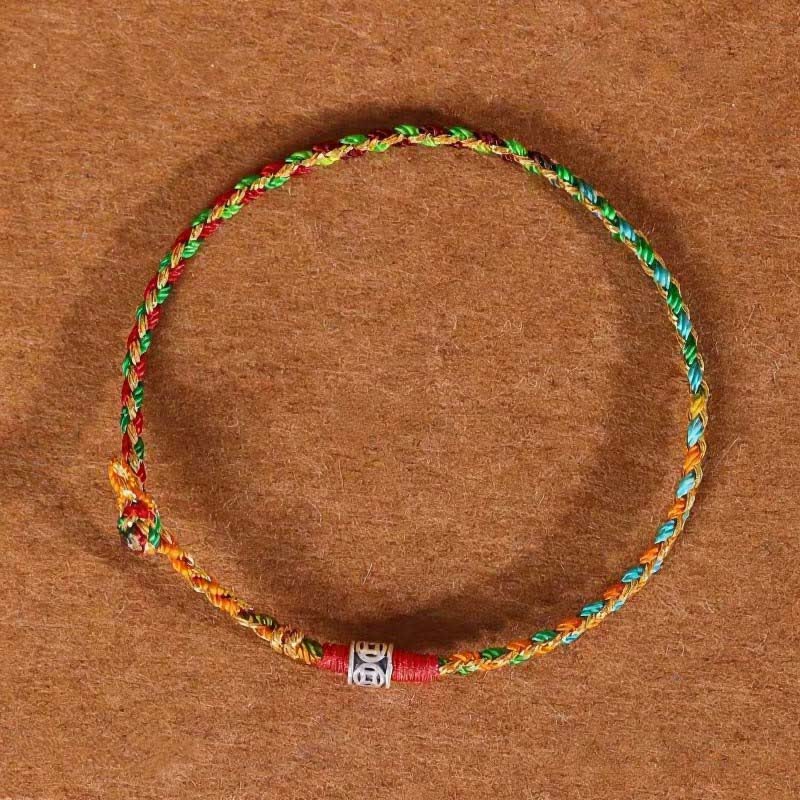 Buddha Stones 925 Sterling Silver Hand-Woven Multicolor Red String Faith Bracelet