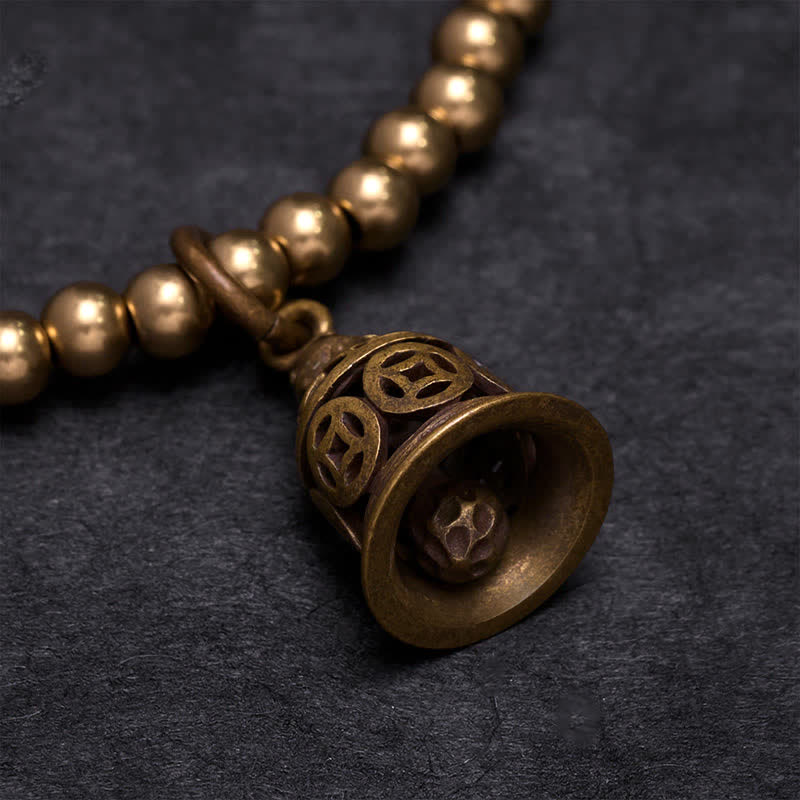 Buddha Stones Copper Beads Chinese Copper Coins Bell Wealth Bracelet