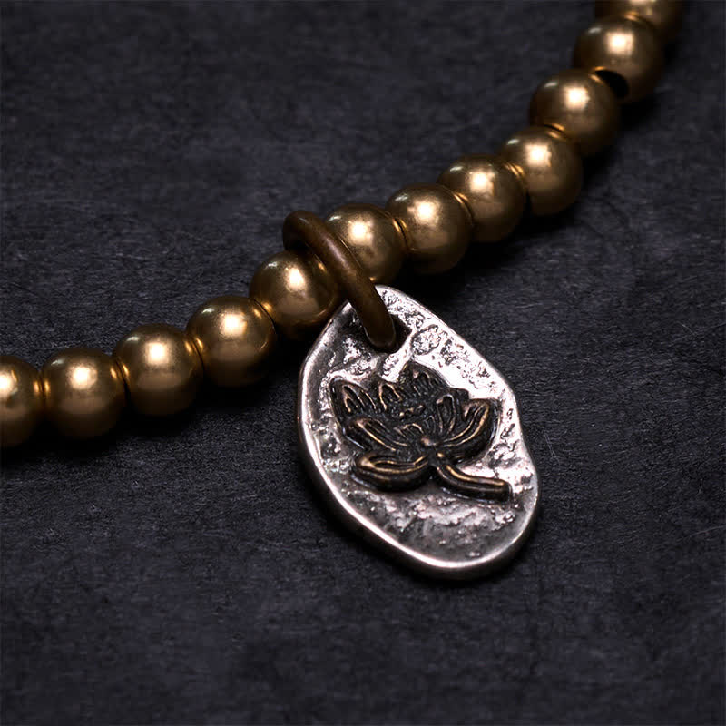 Buddha Stones Copper Beads Lotus Charm Healing Bracelet