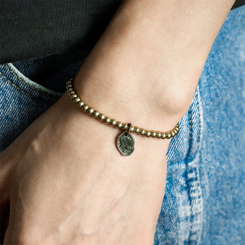 Buddha Stones Copper Beads Lotus Charm Healing Bracelet