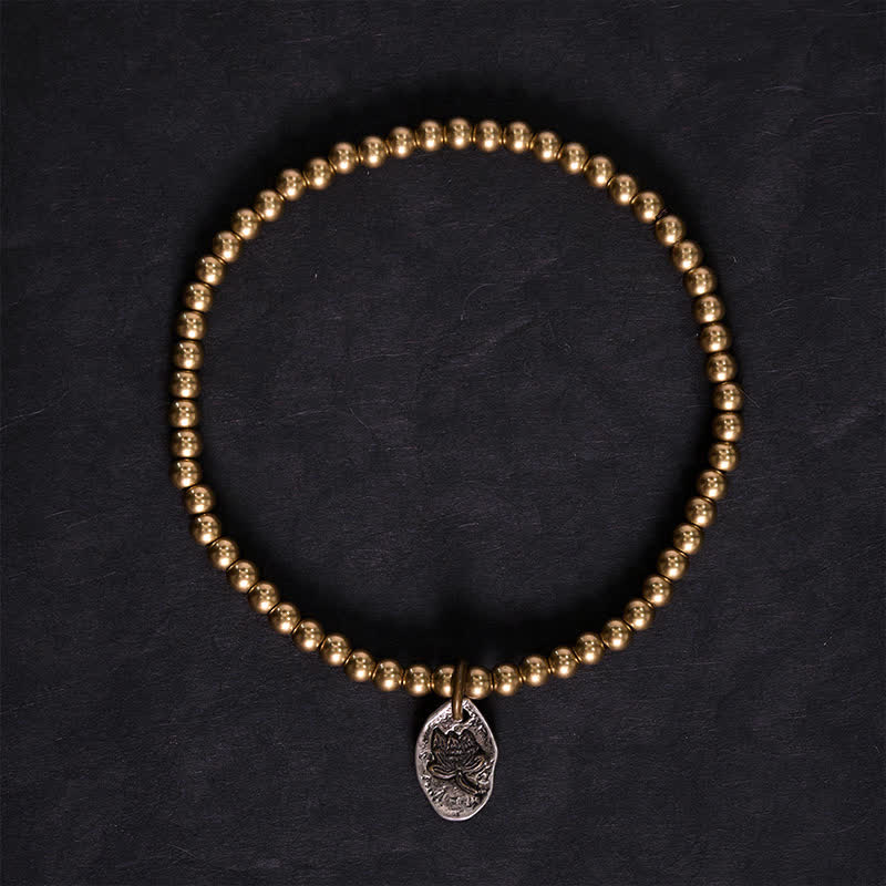 Buddha Stones Copper Beads Lotus Charm Healing Bracelet