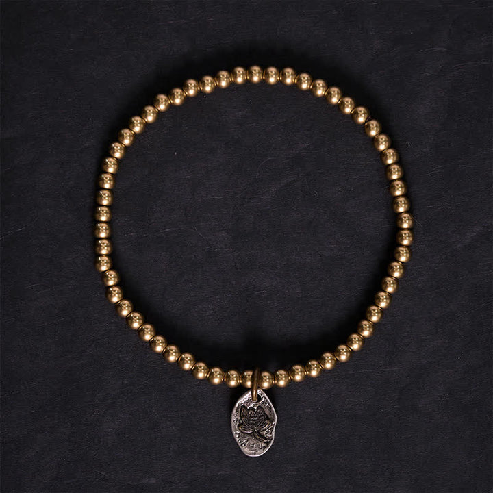 Buddha Stones Copper Beads Lotus Charm Healing Bracelet