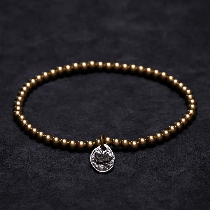 Buddha Stones Copper Beads Lotus Charm Healing Bracelet
