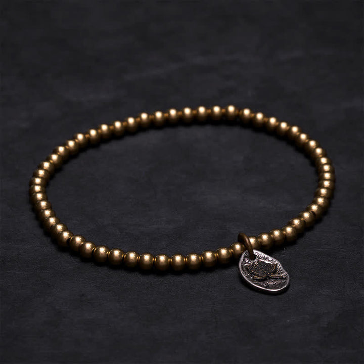 Buddha Stones Copper Beads Lotus Charm Healing Bracelet
