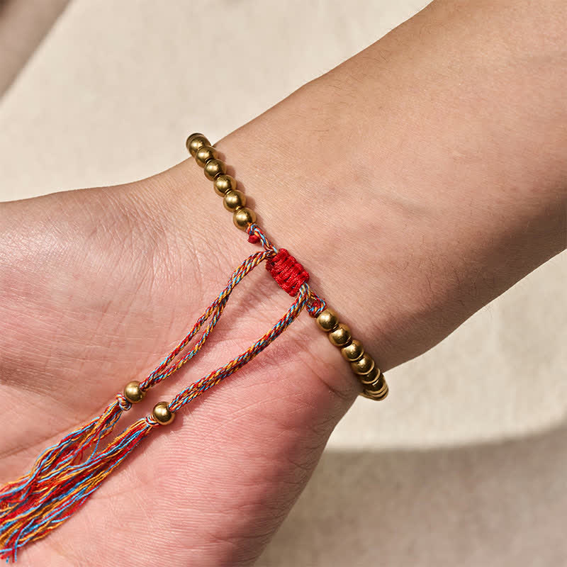Buddha Stones Copper Beads Red String Balance Bracelet