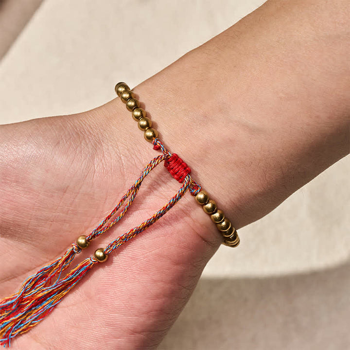 Buddha Stones Copper Beads Red String Balance Bracelet