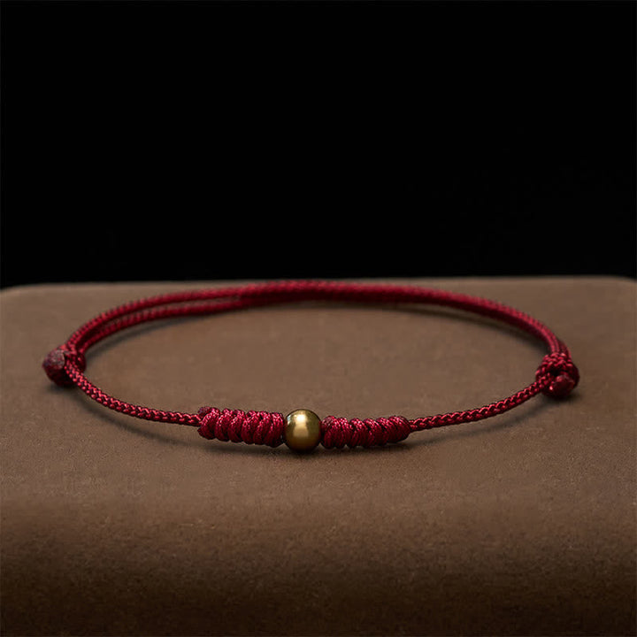 Buddha Stones Red String Copper Bead Connection Bracelet