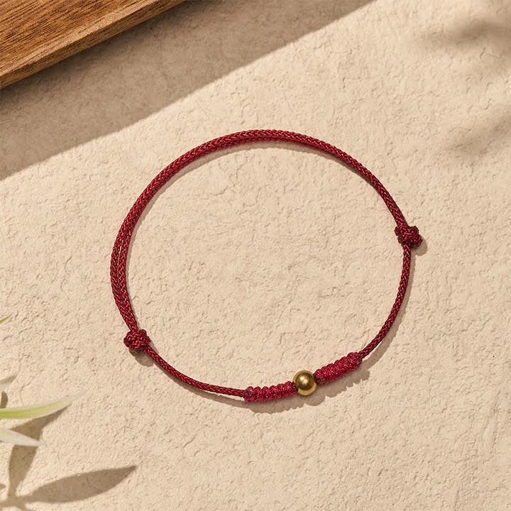 Buddha Stones Red String Copper Bead Connection Bracelet