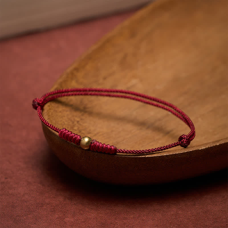 Buddha Stones Red String Copper Bead Connection Bracelet