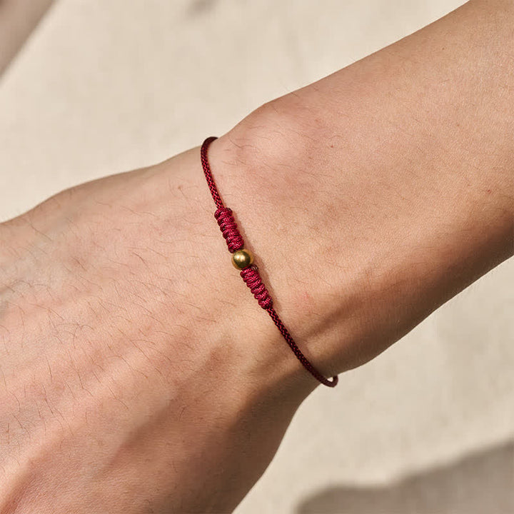 Buddha Stones Red String Copper Bead Connection Bracelet