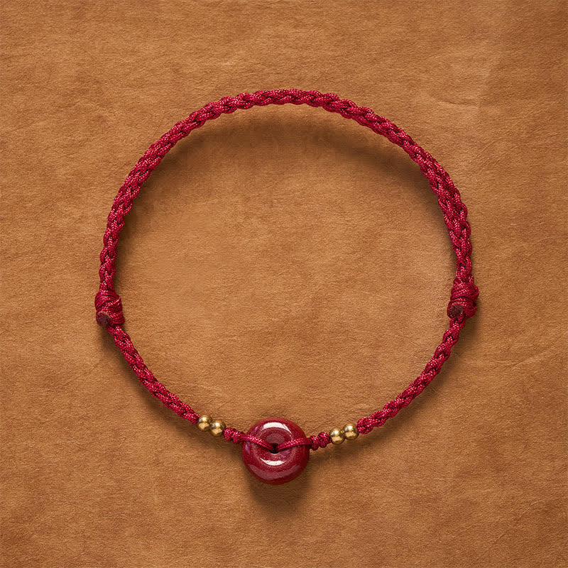 Buddha Stones Red String Peace Buckle Copper Protection Bracelet