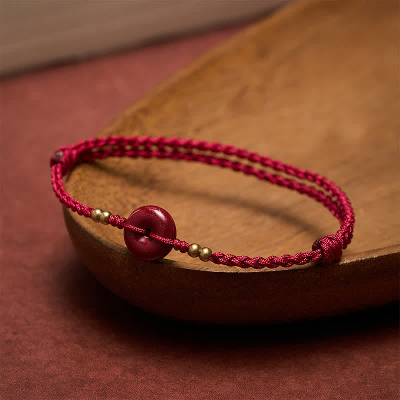 Buddha Stones Red String Peace Buckle Copper Protection Bracelet