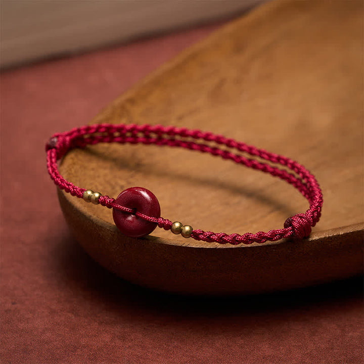 Buddha Stones Red String Peace Buckle Copper Protection Bracelet