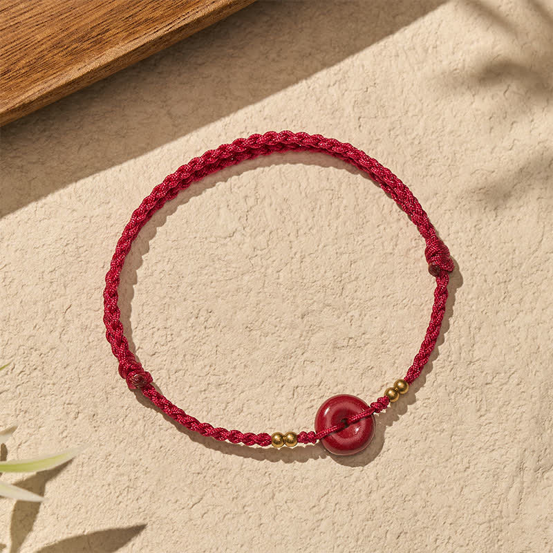 Buddha Stones Red String Peace Buckle Copper Protection Bracelet