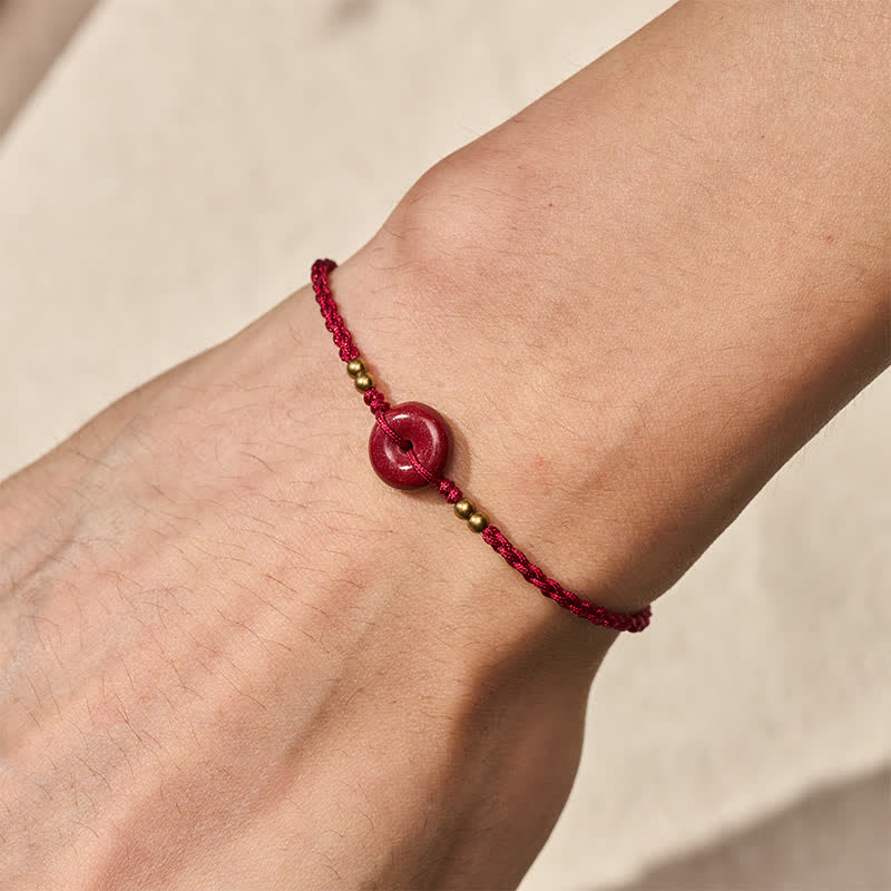 Buddha Stones Red String Peace Buckle Copper Protection Bracelet