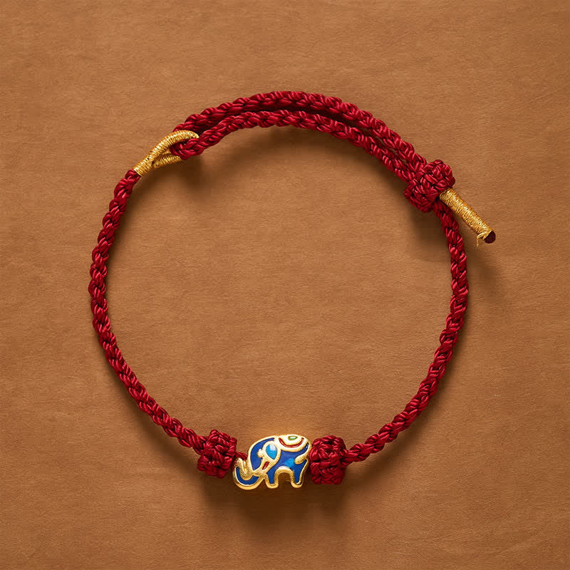 Buddha Stones Elephant Red String Woven Wisdom Bracelet