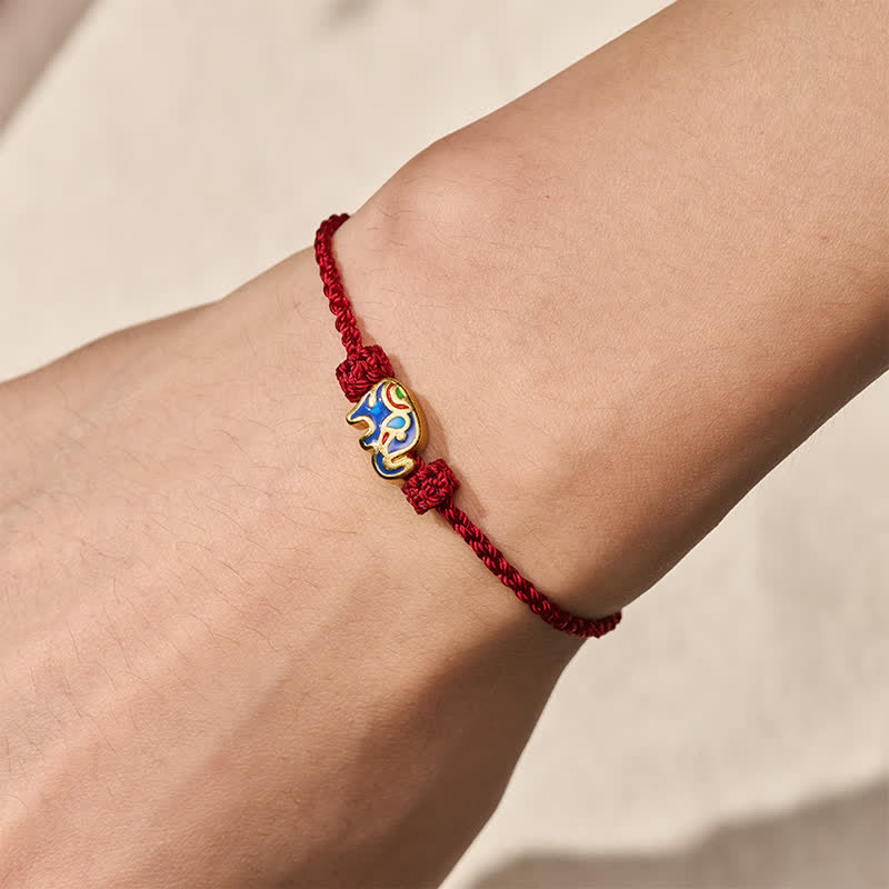 Buddha Stones Elephant Red String Woven Wisdom Bracelet