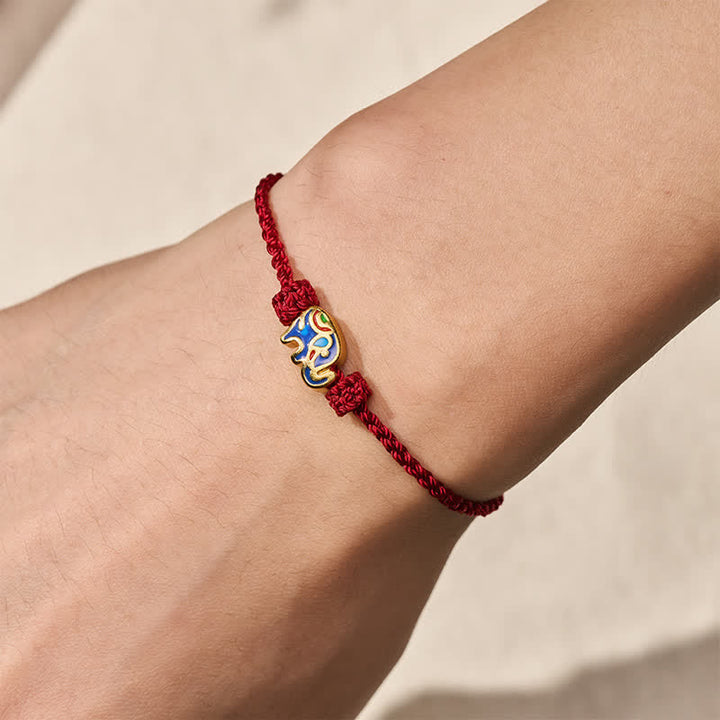 Buddha Stones Elephant Red String Woven Wisdom Bracelet