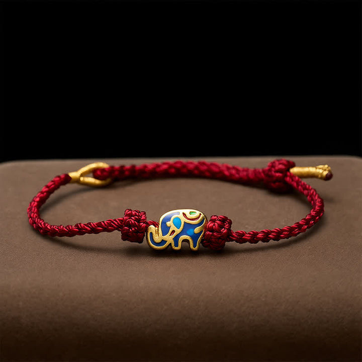 Buddha Stones Elephant Red String Woven Wisdom Bracelet