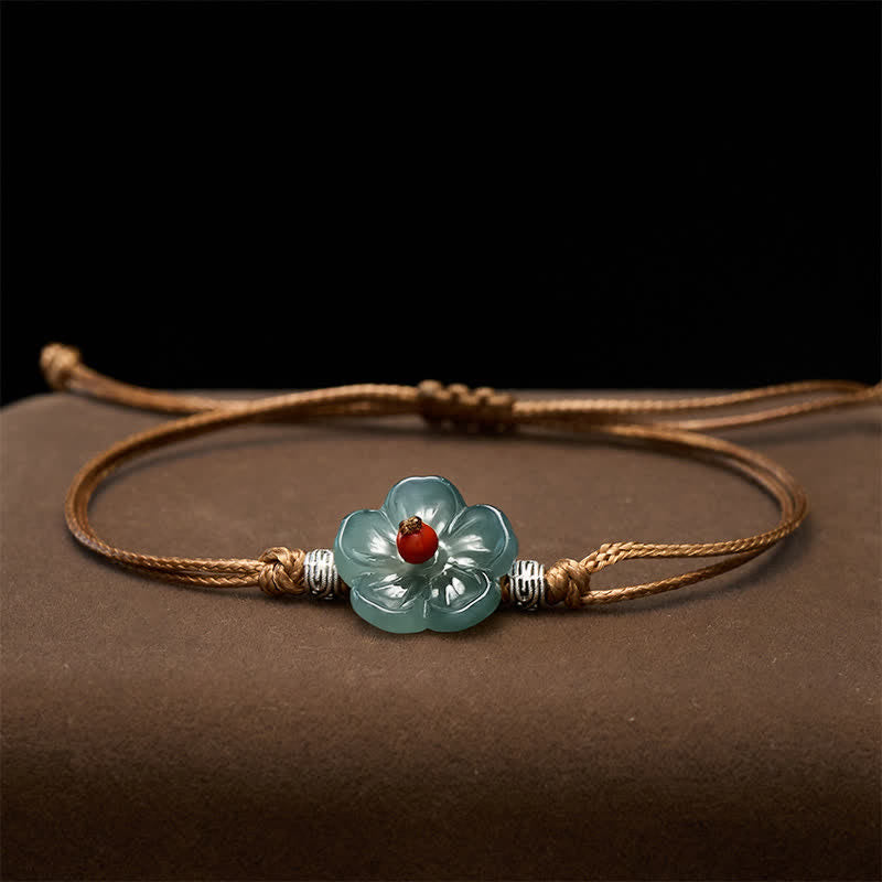 Buddha Stones Natural Jade Hand-Woven Floral Harmony Bracelet