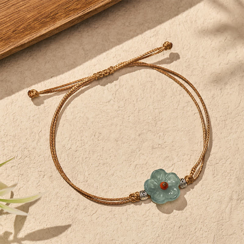Buddha Stones Natural Jade Hand-Woven Floral Harmony Bracelet