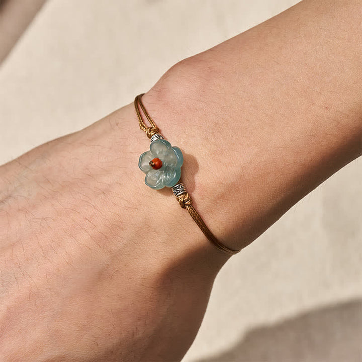 Buddha Stones Natural Jade Hand-Woven Floral Harmony Bracelet