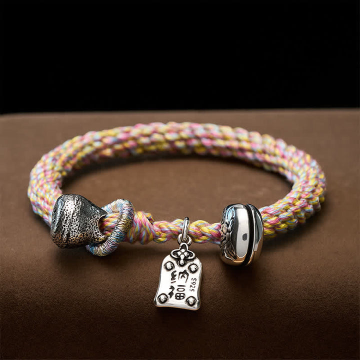 Buddha Stones Tibetan Copper Lotus Bell Hand-Woven Bracelet