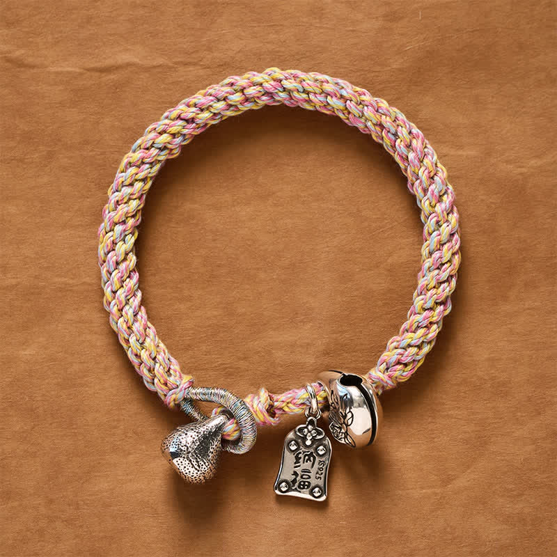 Buddha Stones Tibetan Copper Lotus Bell Hand-Woven Bracelet