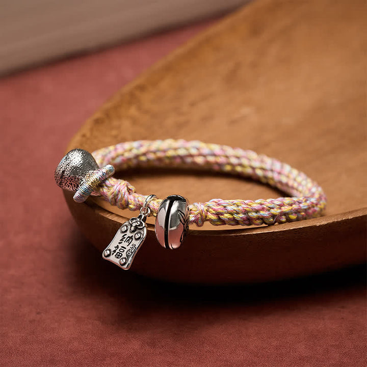 Buddha Stones Tibetan Copper Lotus Bell Hand-Woven Bracelet