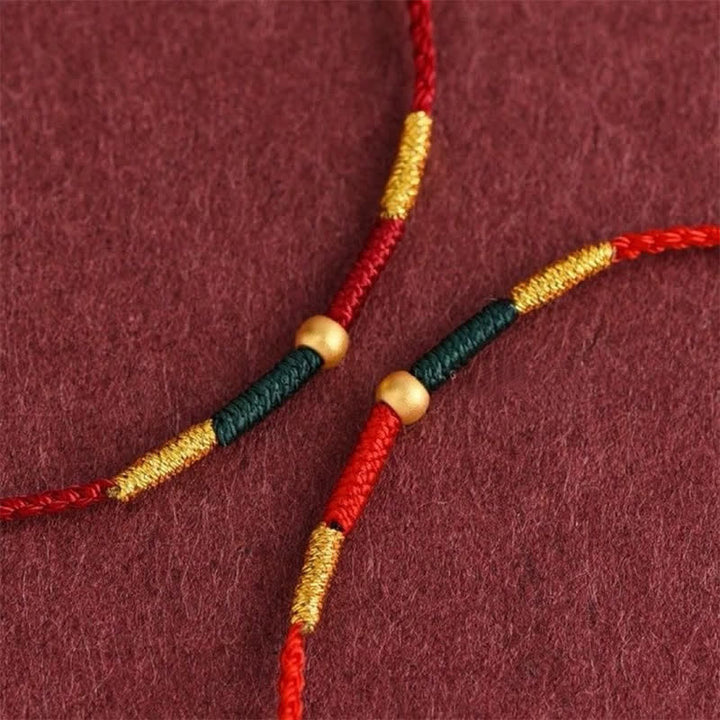 Buddha Stones Copper Bead Red String Protection Braided Rope Bracelet