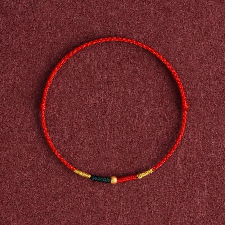 Buddha Stones Copper Bead Red String Protection Braided Rope Bracelet