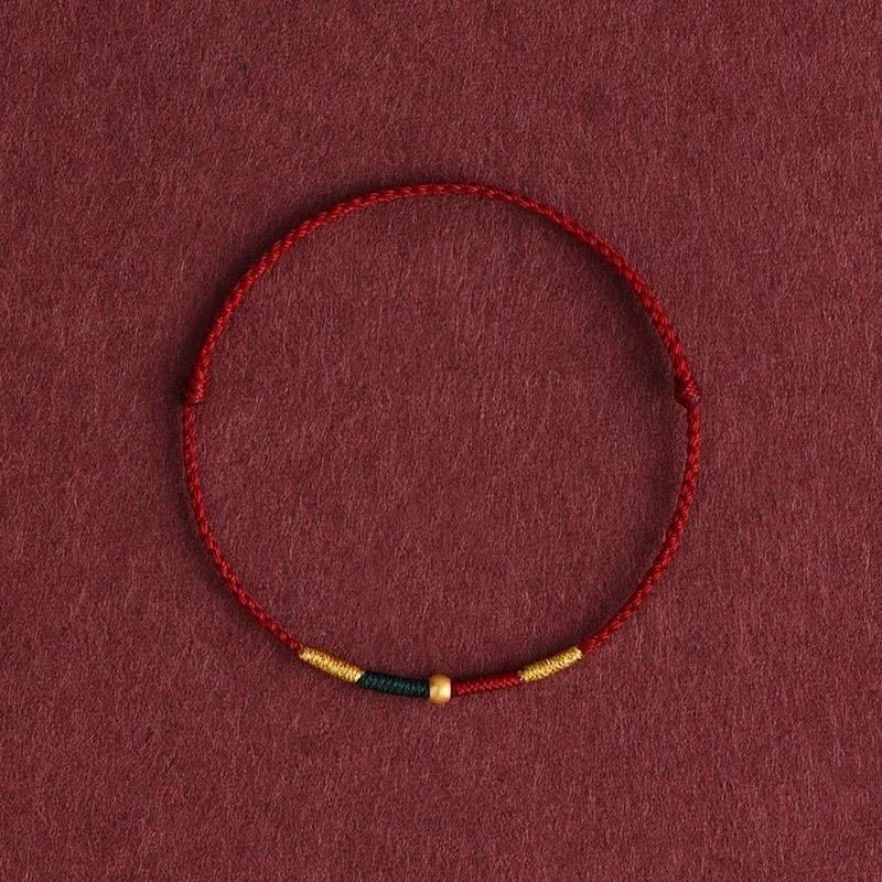 Buddha Stones Copper Bead Red String Protection Braided Rope Bracelet