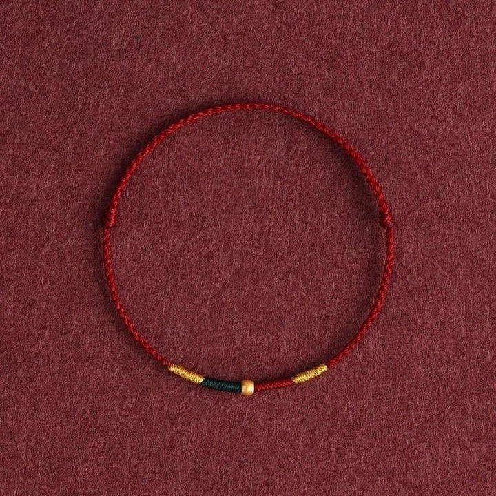 Buddha Stones Copper Bead Red String Protection Braided Rope Bracelet