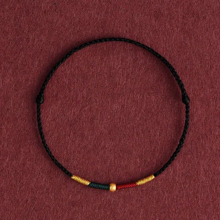 Buddha Stones Copper Bead Red String Protection Braided Rope Bracelet