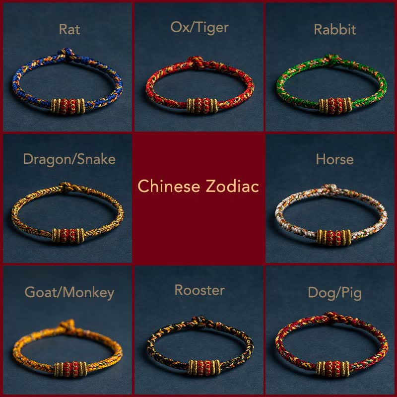Buddha Stones Tibet Handmade Chinese Zodiac Luck Strength Braided String Bracelet - image 3