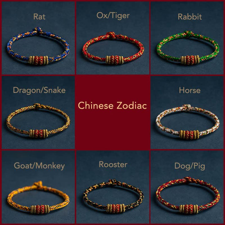 Buddha Stones Tibet Handmade Chinese Zodiac Luck Strength Braided String Bracelet - image 3