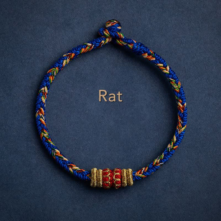 Buddha Stones Tibet Handmade Chinese Zodiac Luck Strength Braided String Bracelet - Rat - 17-19cm - image 2